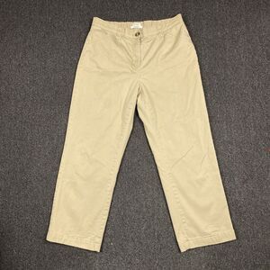LL Bean Pants Beige Khaki Classic Women's Tapered Pleated Flannel Lined Size 12